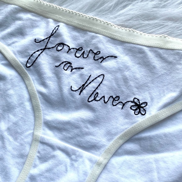 NWT UO Out From Under Embroidered Text Bikini White Med - Forever Or Never - Picture 9 of 11